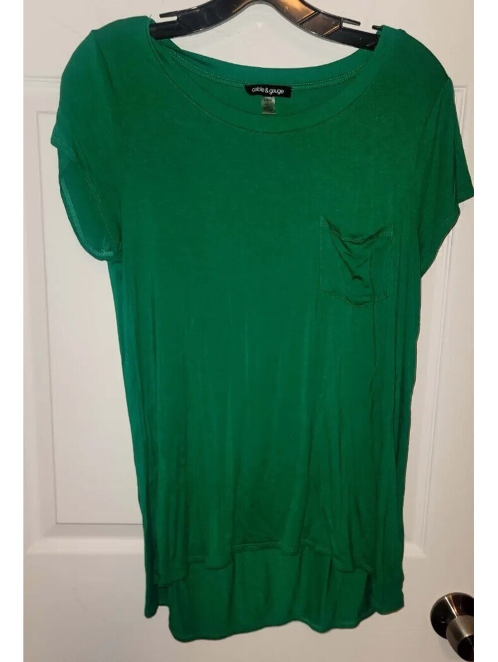 CABLE AND GAUGE KELLY GREEN POCKET ROUND NECK T-SHIRT TOP SIZE LARGE